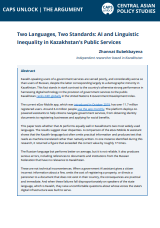 Two languages, two standards: AI and linguistic inequality in Kazakhstan’s public services