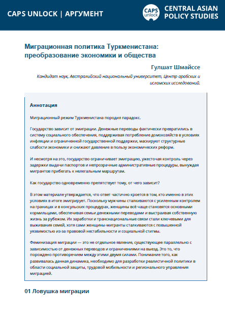 Миграционная политика Туркменистана: преобразование экономики и общества
