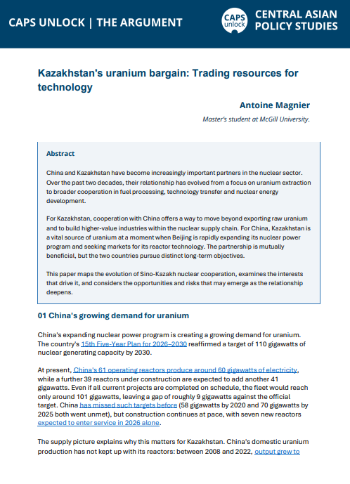 Kazakhstan’s uranium bargain: Trading resources for technology