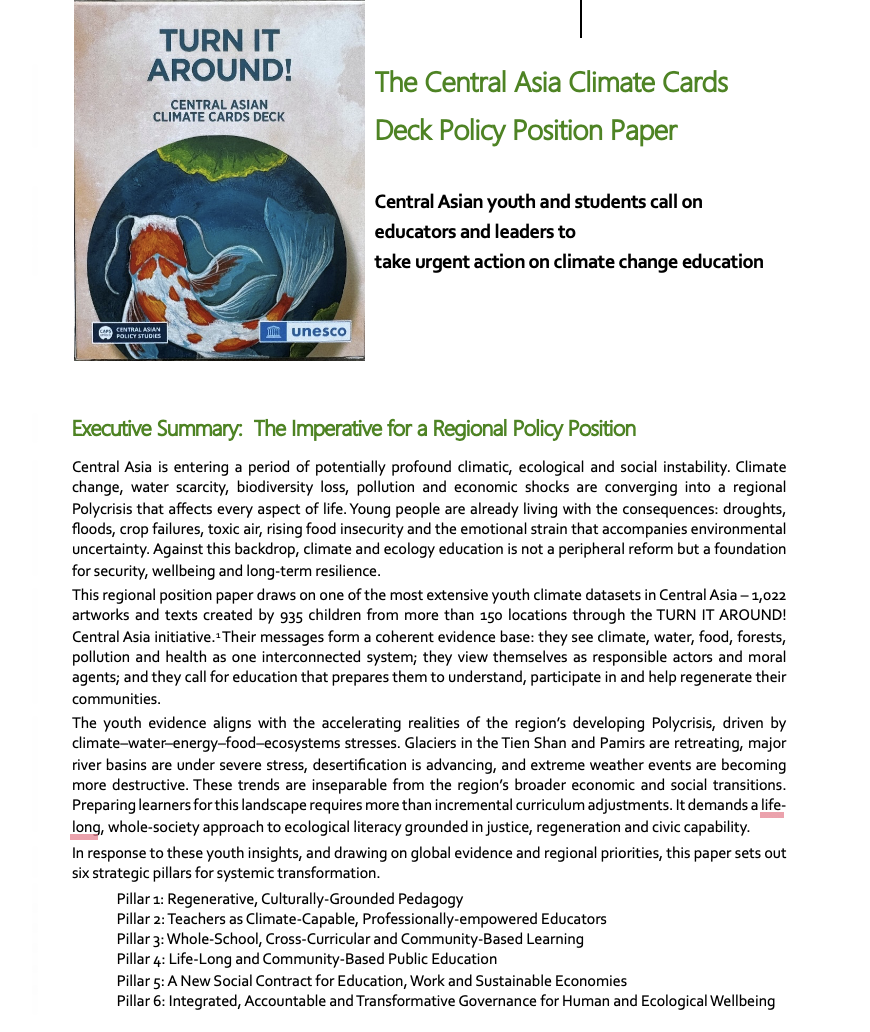 The Central Asia Climate Cards Deck Policy Position Paper